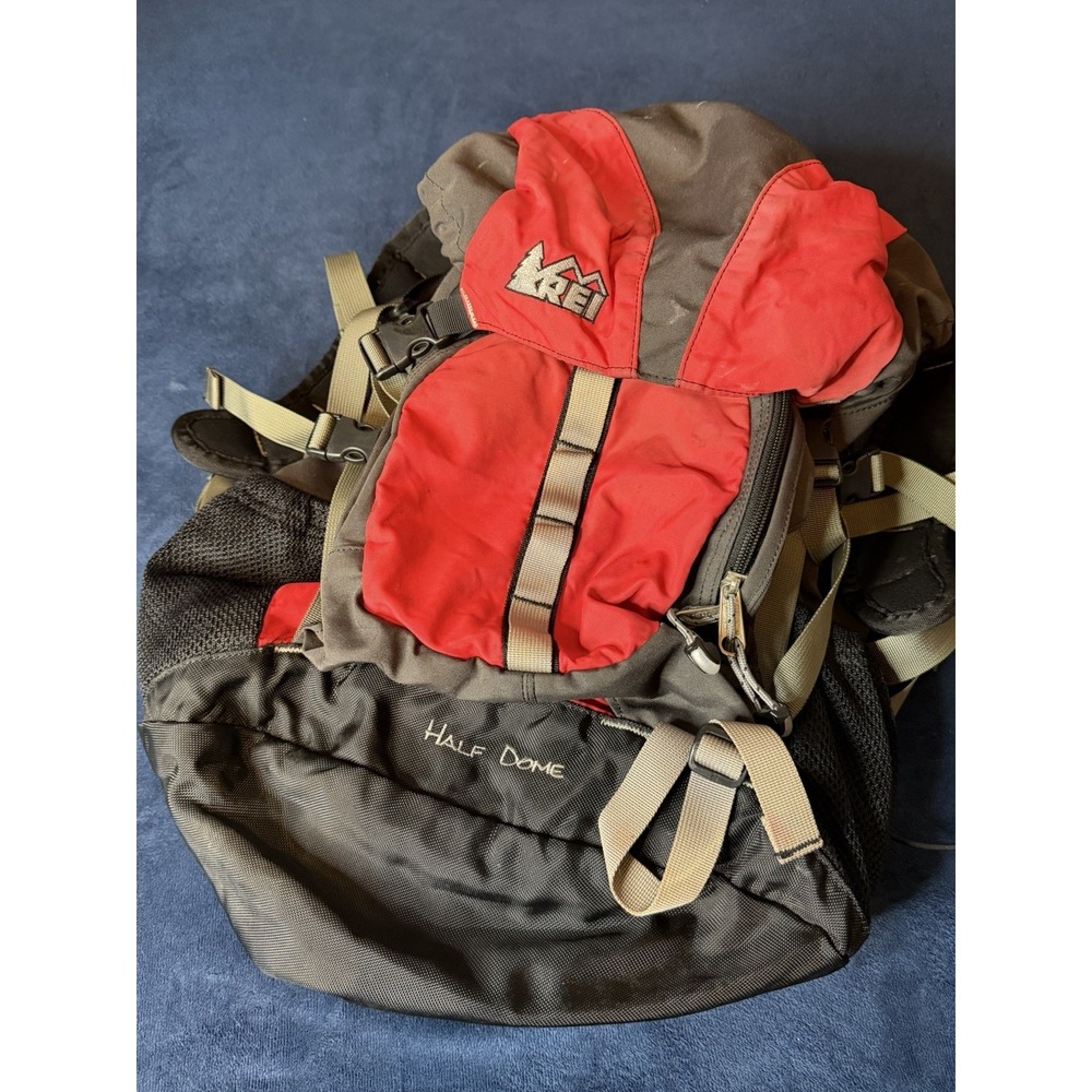 REI Half Dome Hiking Backpack Red Grey Medium Heavy Duty Comfortband Hip Belt